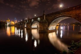 Karl's Bridge at nighttime