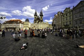 performers at Old Town Square in Prague, Czech Republic