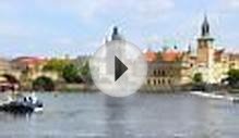 clip 54393127: River boats near the Charles Bridge in