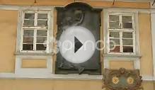 Information Stone About Jan Neruda In Prague Stock Video