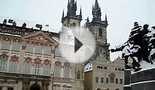 Prague town square in the snow