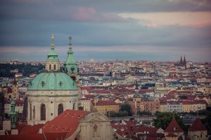 View of St. Nicholas Church in Prague's Mala Strana quarter.